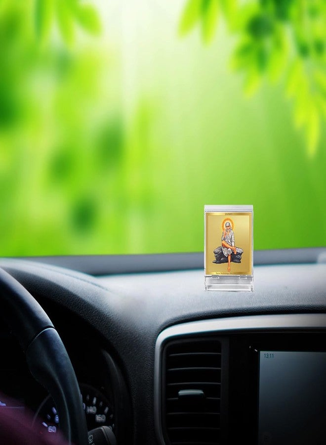 DIVINITI 24K Gold Plated Foil Sai Baba Photo Frame for Car Dashboard, Car Idol, Table Decor|ACF 3A Acrylic Frame with |Religious Frame for Pooja, Prayer and Gift (5.8X4.8 CM) - Image 2